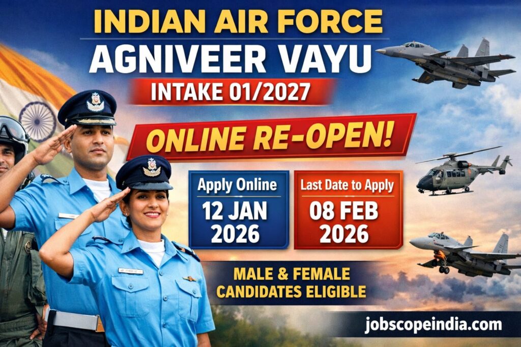 Indian Airforce Agniveer Vayu Intake 01/2027 Online Re-Open