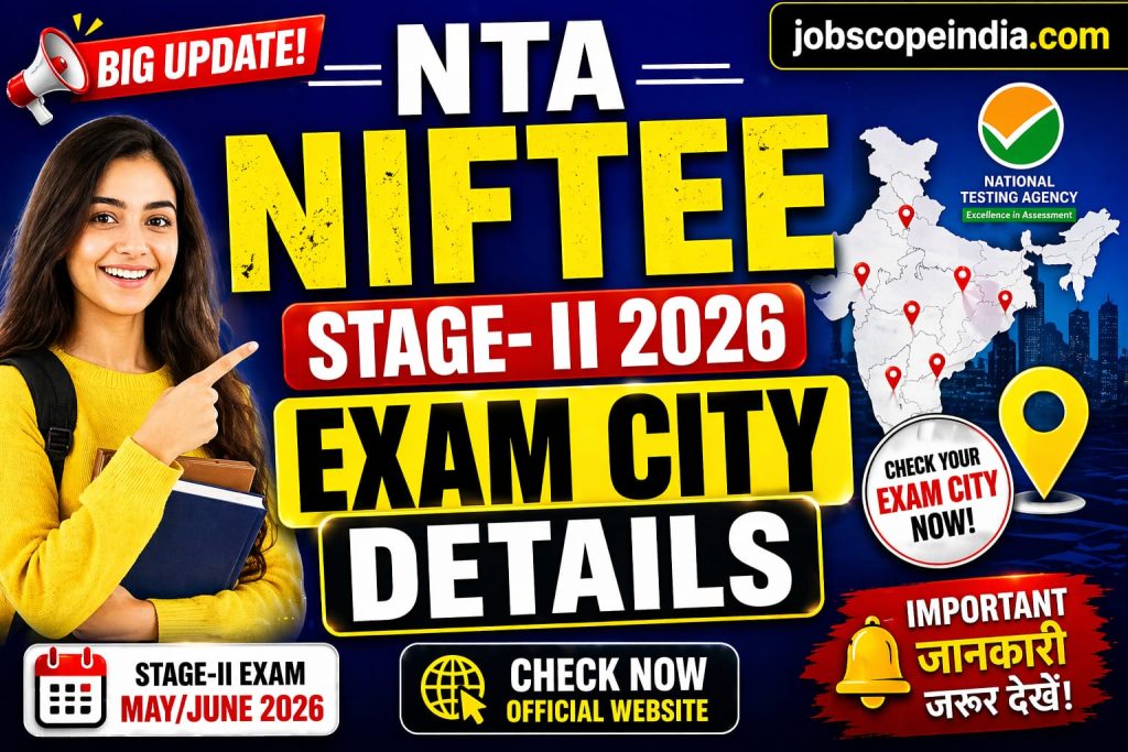 NTA NIFTEE Stage-II 2026 Exam City Details