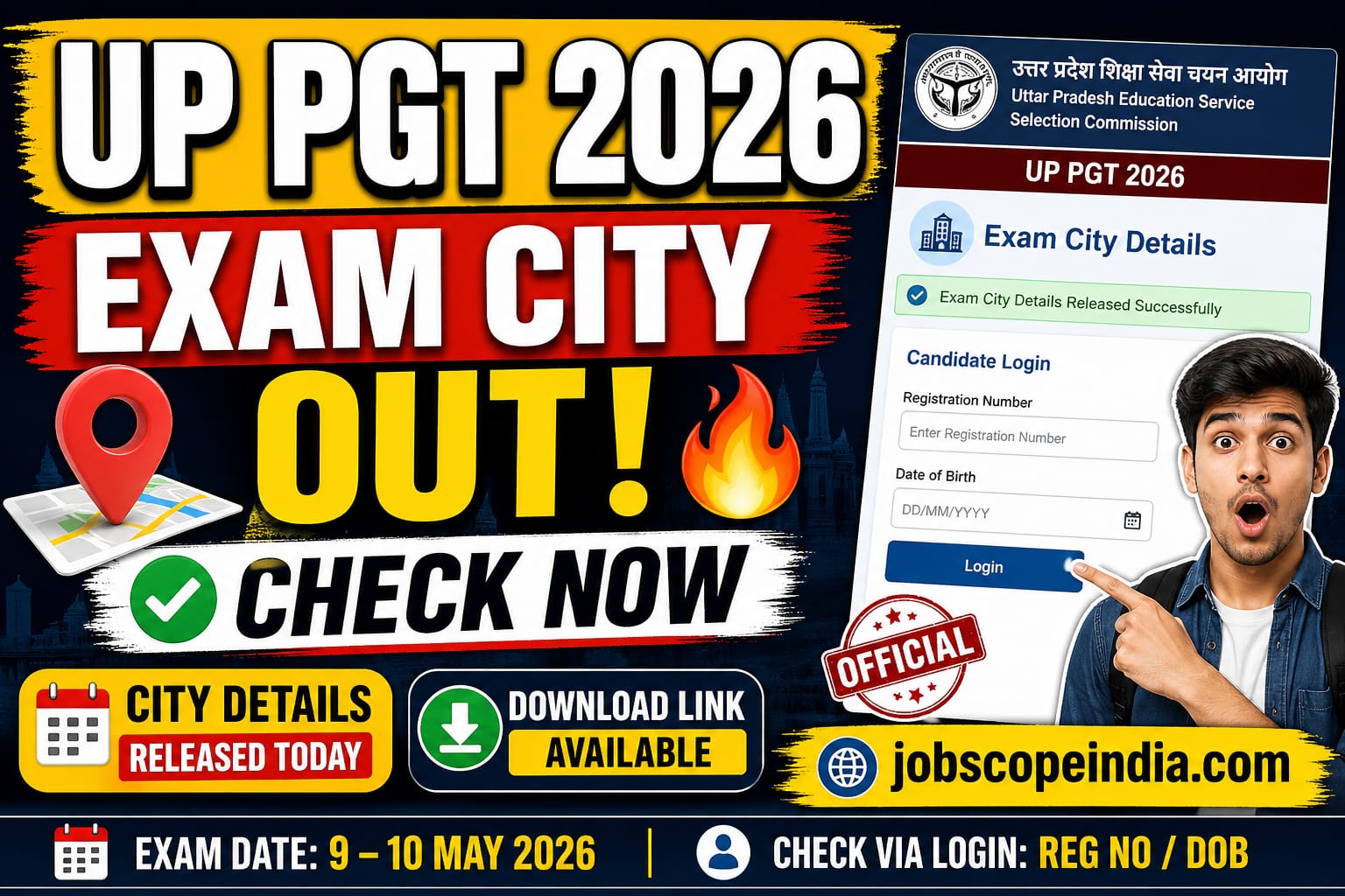 UP PGT 2026 Exam City Details