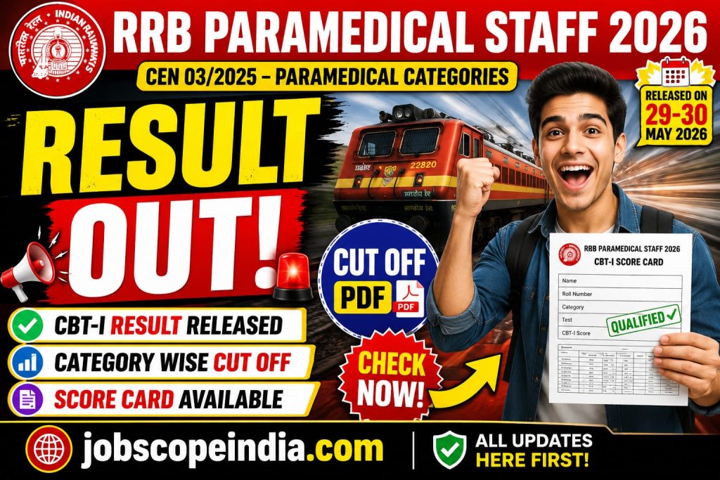 RRB Paramedical Staff 2026 CBT-I Result/Cutoff