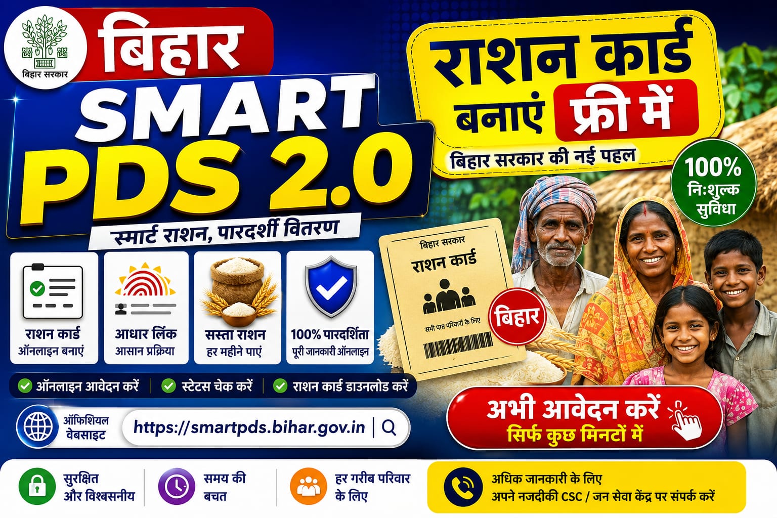 Bihar Smart PDS 2026 Ration Card 2.0 Online 