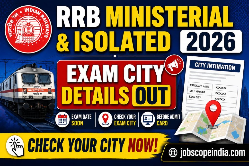 RRB Ministerial Isolated 2026 Exam City Details